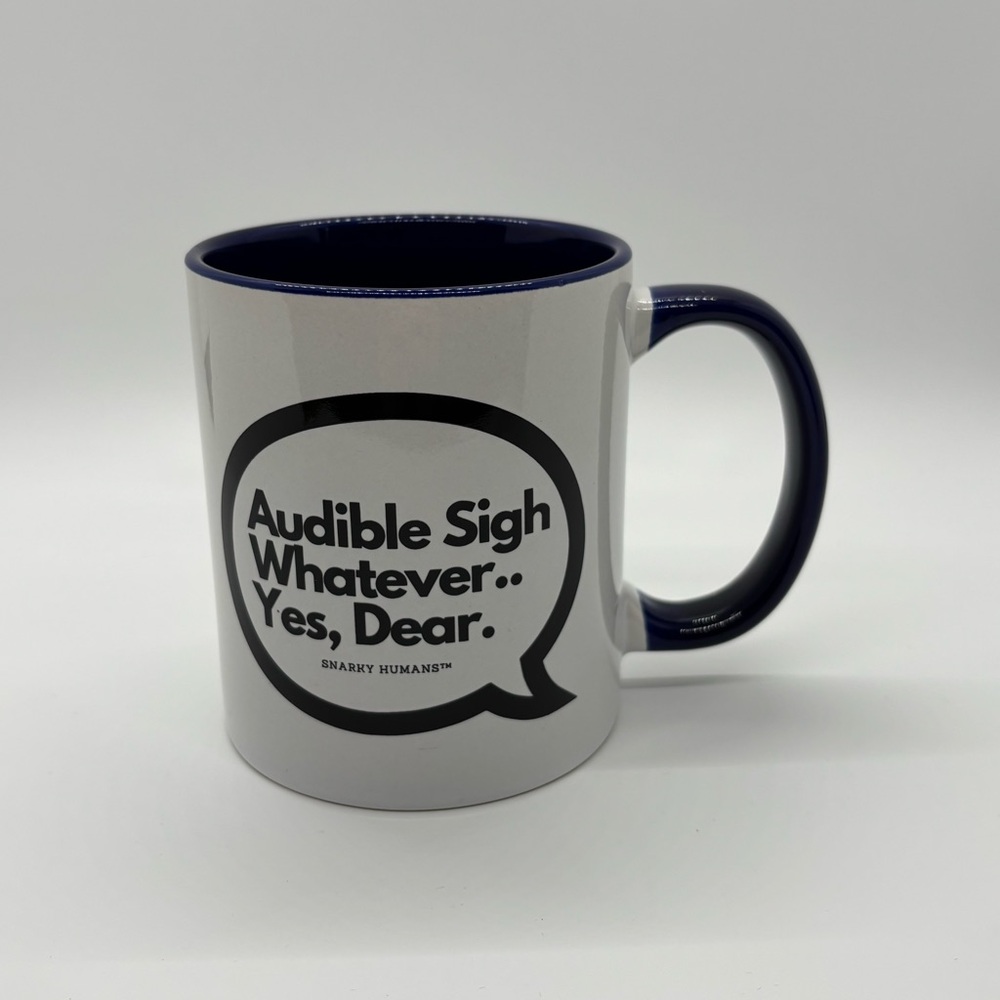 White and Blue Mug with Quote